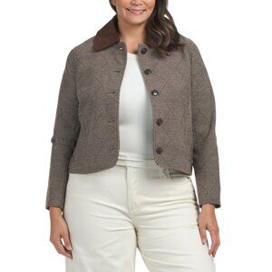 BAGATELLE COLLECTION Brown Plus Jacket With Corduroy Trim